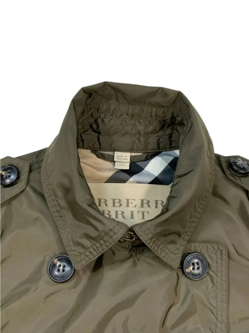 Burberry Brit Double Breasted Trench Coat Jacket US 8 Green - Picture 5 of 16